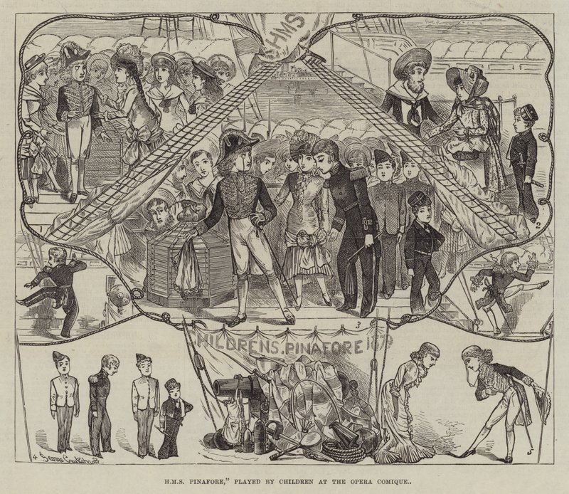 HMS Pinafore, spillet af børn på Opera Comique af George Cruikshank