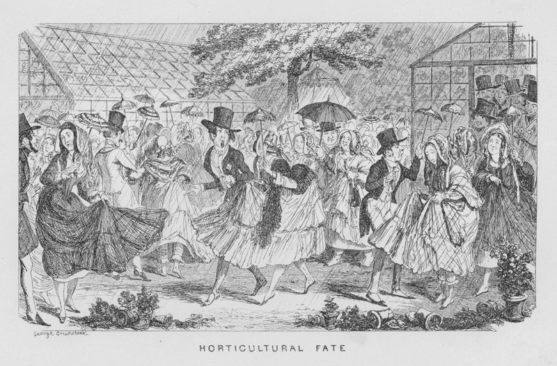 Havebrugsskæbne, altså regn ved en fest af George Cruikshank