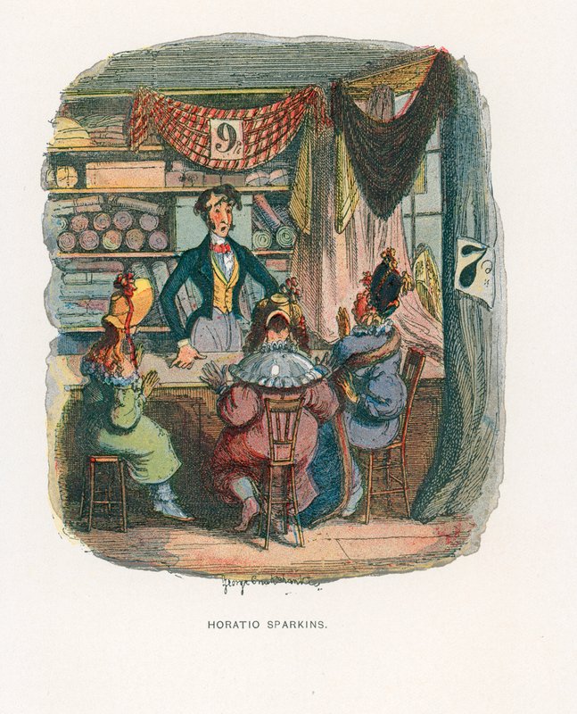 Illustration til Sketches af Boz af George Cruikshank