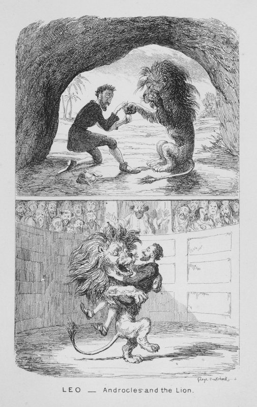 Løven, Androkles og Løven af George Cruikshank