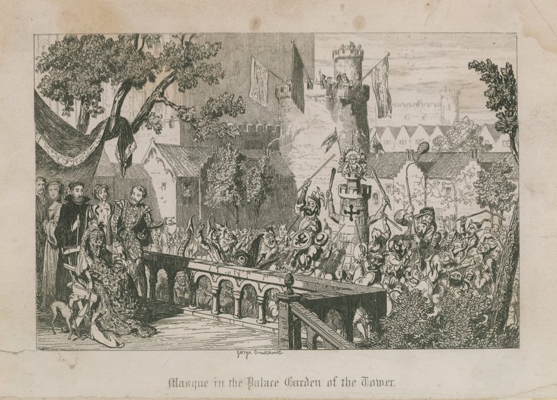 Masque i Palace Garden of the Tower af George Cruikshank
