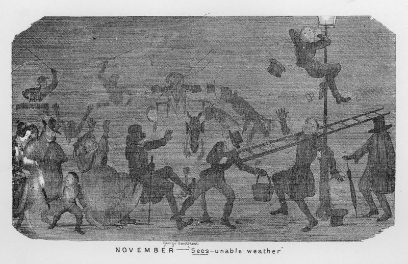 November, Sees-unable weather, dvs London smog (gravering) af George Cruikshank
