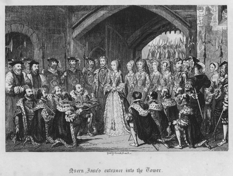 Dronning Janes indgang til tårnet (gravering) af George Cruikshank