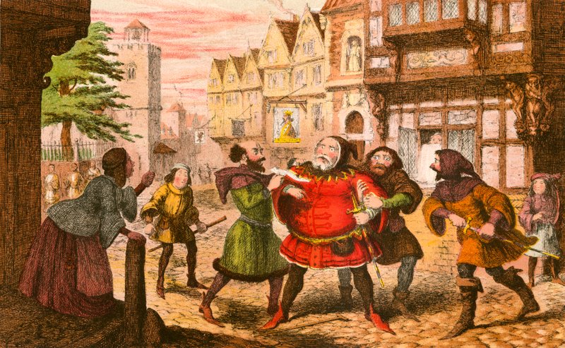 Sir John Falstaff arresteret af George Cruikshank