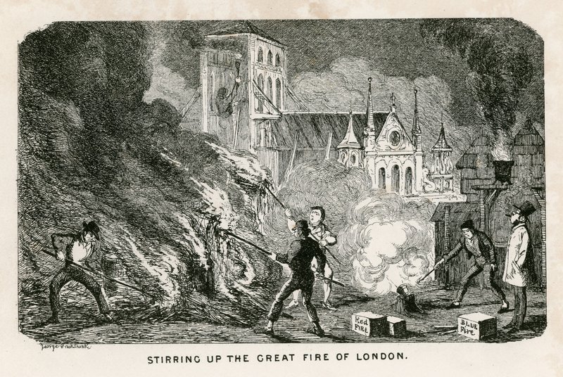 Oprører den store brand i London af George Cruikshank