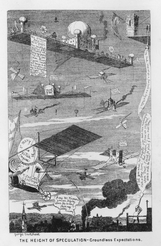 Spekulationens højde, grundløse forventninger (gravering) af George Cruikshank