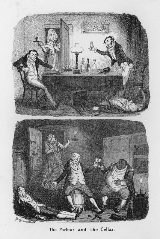 Salen og kælderen (gravering) af George Cruikshank