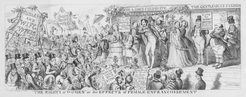 "Kvindernes rettigheder" eller virkningerne af kvindelig ret af George Cruikshank