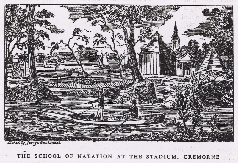 The School of Nation på stadion, Cremorne Gardens af George Cruikshank
