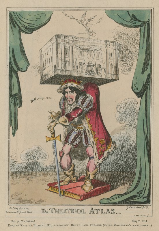 Theatrical Atlas: Edmund Kean som Richard III af George Cruikshank