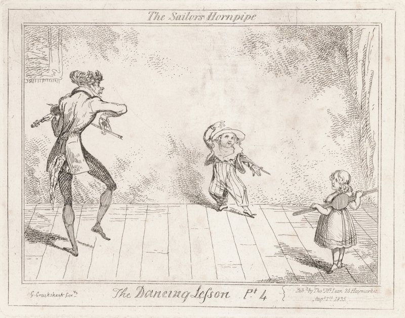 Dansetimen: sømandens hornpipe af George Cruikshank
