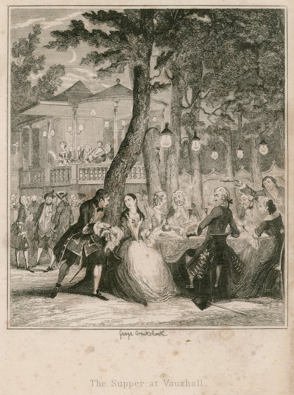 Nadveren i Vauxhall Gardens, London af George Cruikshank