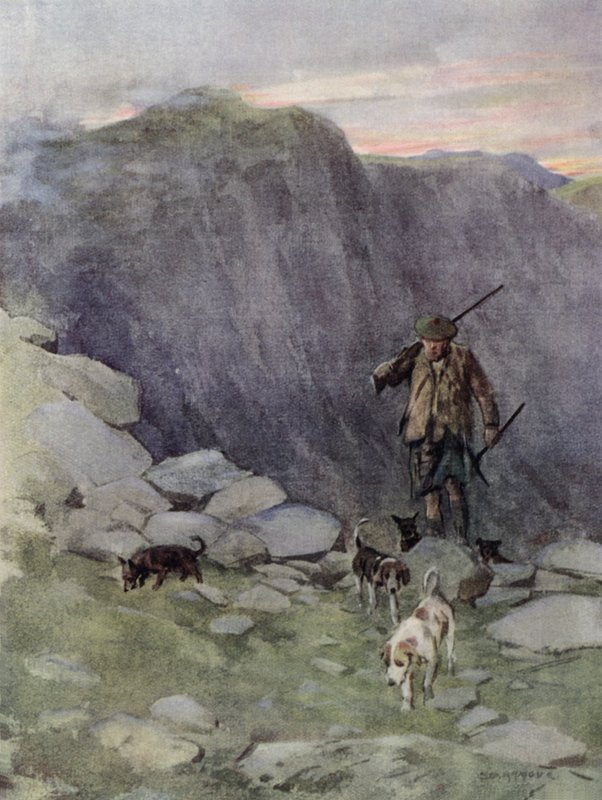 Højlandsrævejægeren (farve litho) af George Denholm Armour