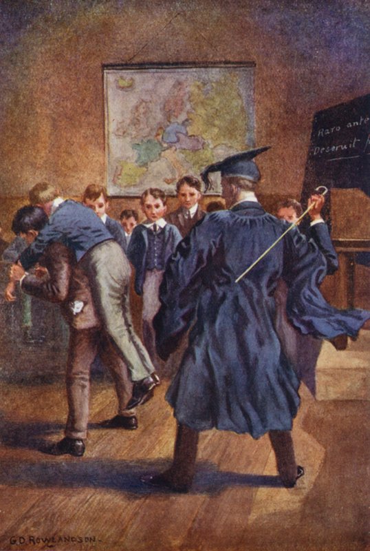 Et par skarpe snit var alt, hvad hr. Rose gav dem (farvelitografi) af George Derville (after) Rowlandson
