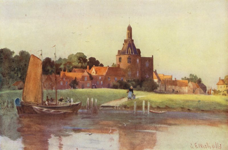 Udsigt i byen Enkhuizen af George Franck Nicholls