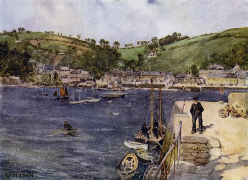 Flushing, fra Falmouth (farve litho) af George Franck Nicholls