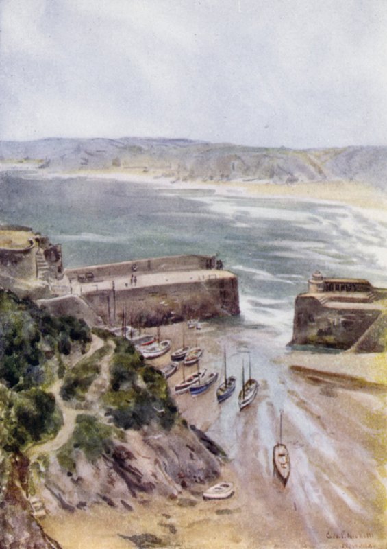 Newquay (farve litho) af George Franck Nicholls