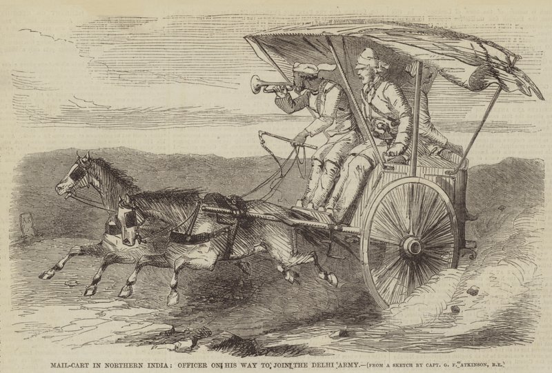 Postvogn i det nordlige Indien, officer på vej til Delhi-hæren af George Francklin Atkinson