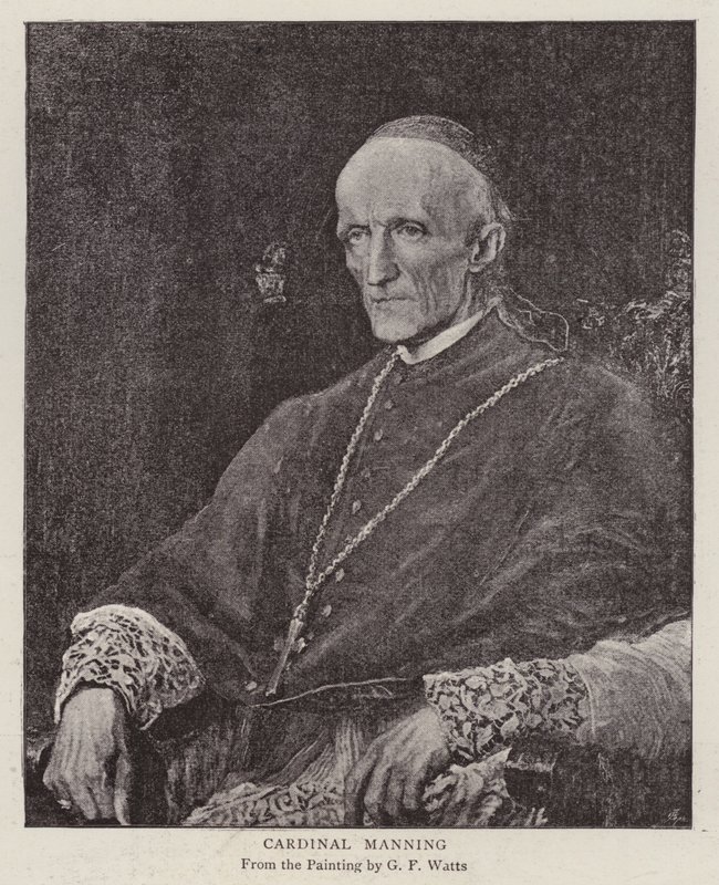 Henry Edward Manning, engelsk katolsk kardinal og ærkebiskop af Westminster (litho) af George Frederick (after) Watts