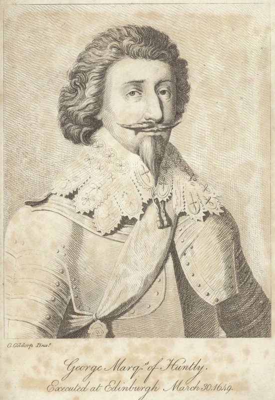Portræt af George Gordon, Marquess of Huntly gravering af George Geldorp