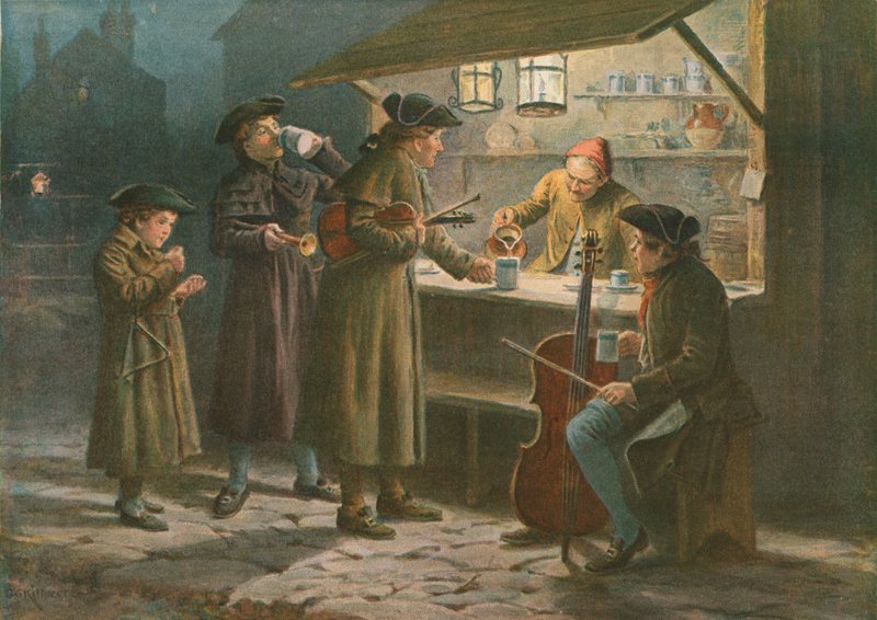Julen venter forfriskende ved en natbod af George Goodwin Kilburne