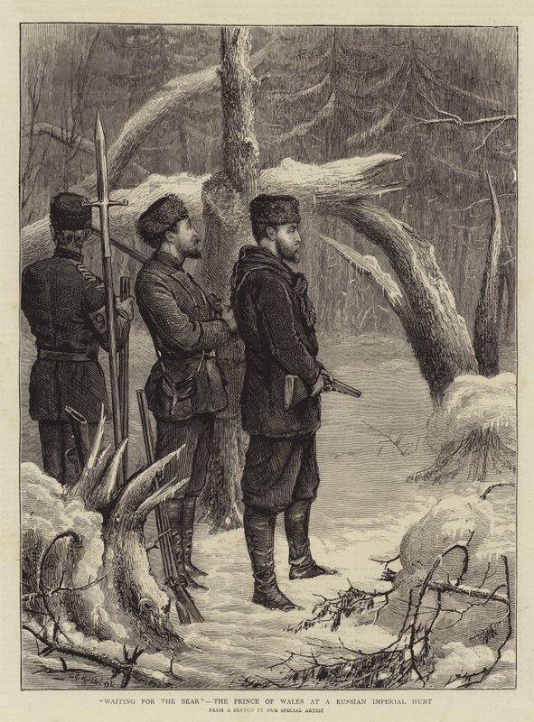 Venter på bjørnen, Prinsen af Wales på en russisk kejserlig jagt af George Goodwin Kilburne