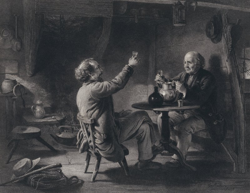 Illustration til Auld Lang Syne af Robert Burns (gravering) af George Harvey
