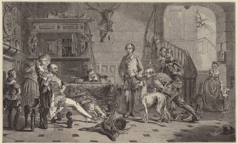 Shakespeare stillet for Sir Thomas Lucy for krybskytteri på hjorte. (gravering) af George Harvey