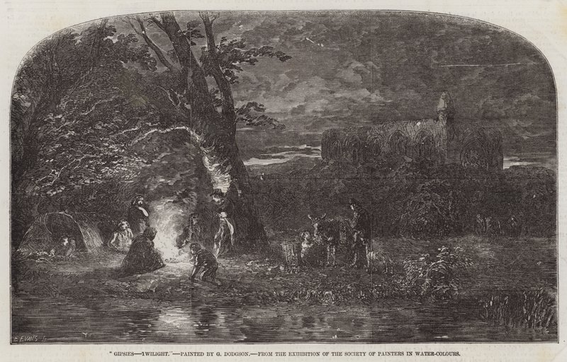 Gipsies, Twilight, fra udstillingen af Society of Painters in Water-Colours af George Haydock Dodgson