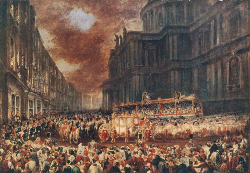 Dronning Victorias første statsbesøg i London City, 1837 af George Hayter