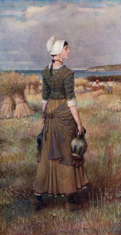 Evangeline (farve litho) af George Henry (after) Boughton