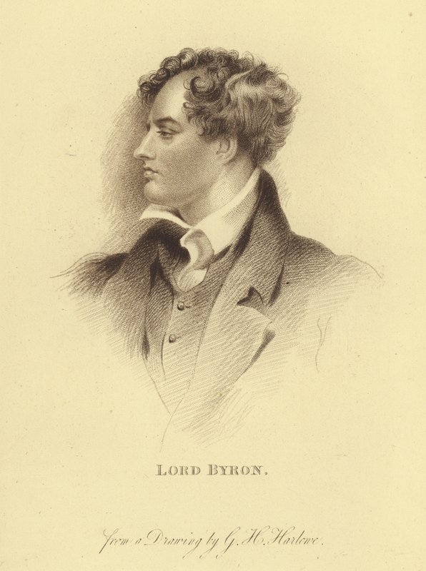 Portræt af Lord Byron (gravering) af George Henry (after) Harlow