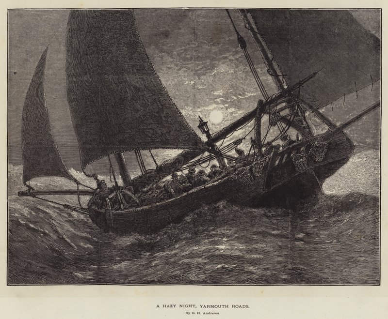 En diset nat, Yarmouth Roads af George Henry Andrews