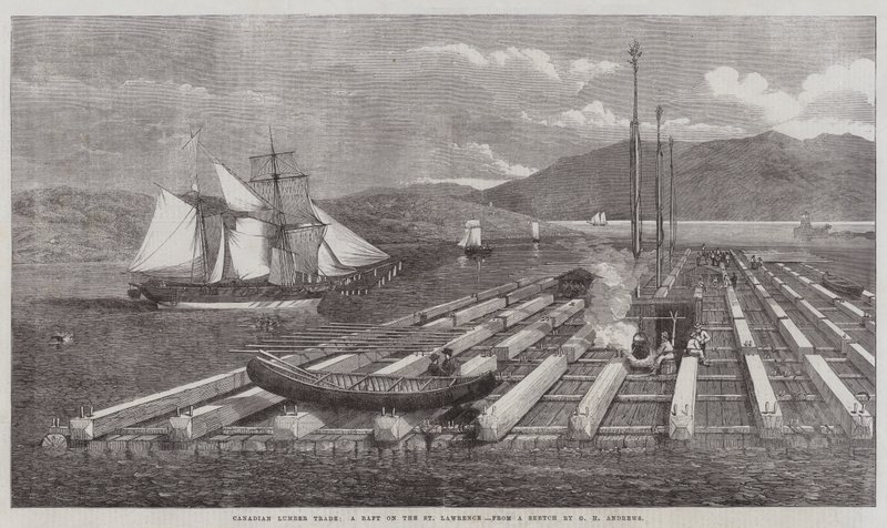 Canadian Lumber Trade, en flåde på St Lawrence af George Henry Andrews