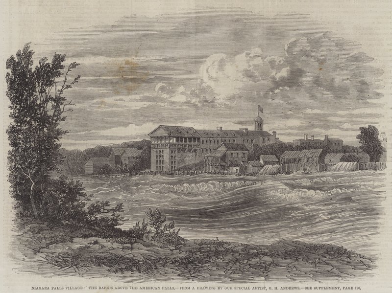 Niagara Falls Village, strømmene over de amerikanske vandfald af George Henry Andrews