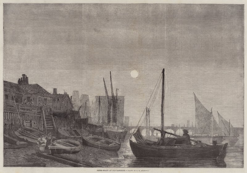 Peter-Boats ved Old Lambeth af George Henry Andrews