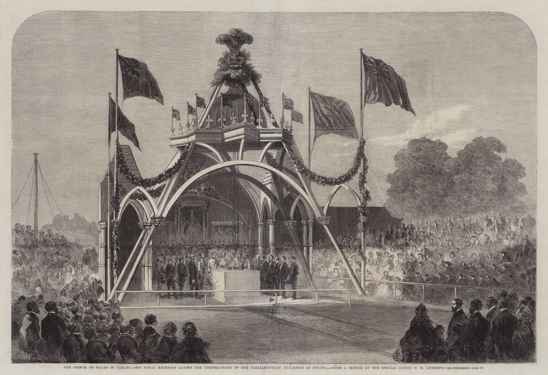 Prinsen af Wales i Canada, Hans Kongelige Højhed, der lægger hjørnestenen til de parlamentariske bygninger i Ottawa af George Henry Andrews