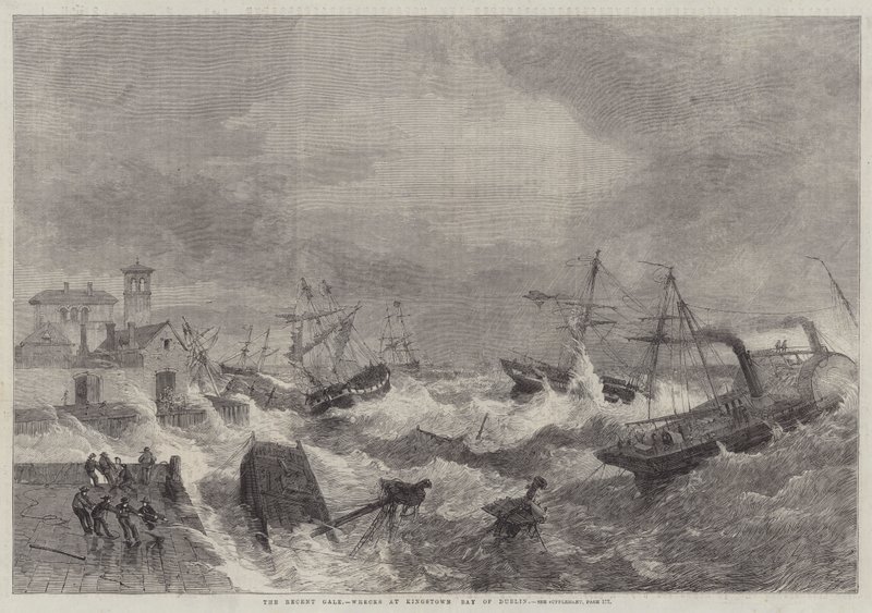 Den seneste kuling, vrag ved Kingstown, Dublin-bugten af George Henry Andrews
