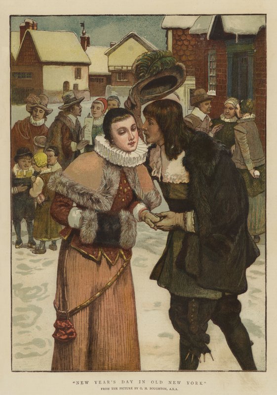 Nytårsdag i Old New York (chromolitho) af George Henry Boughton