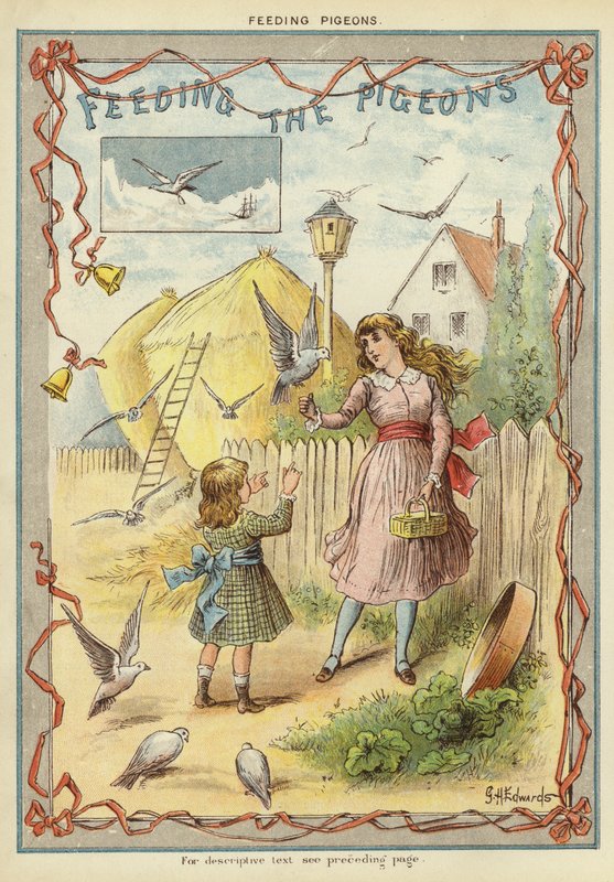 Fodring af duerne (chromolitho) af George Henry Edwards