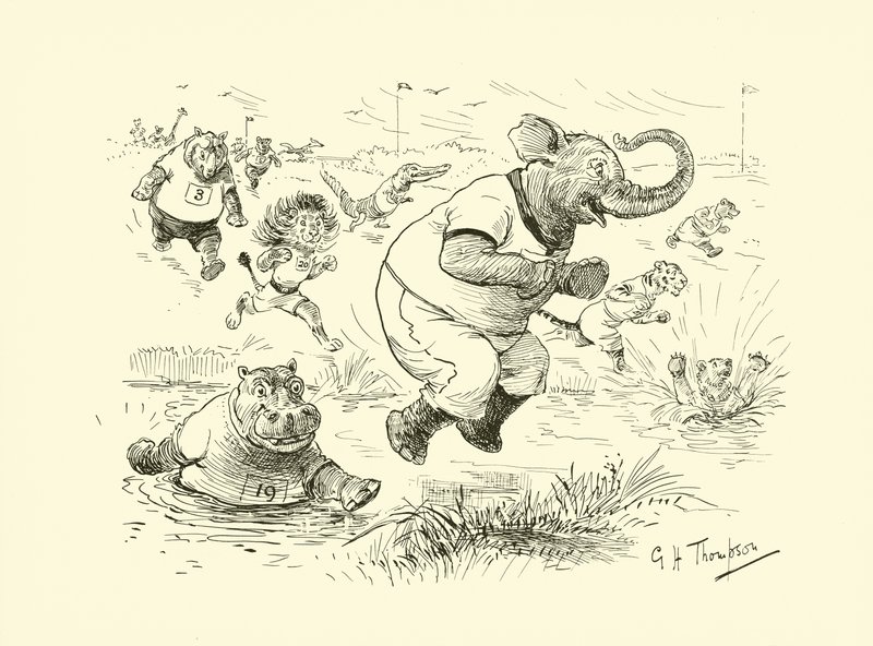 Dyr ved de olympiske lege (litografi) af George Henry Thompson