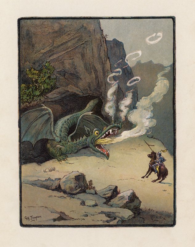 Sankt Georg og dragen (farvelitografi) af George Henry Thompson