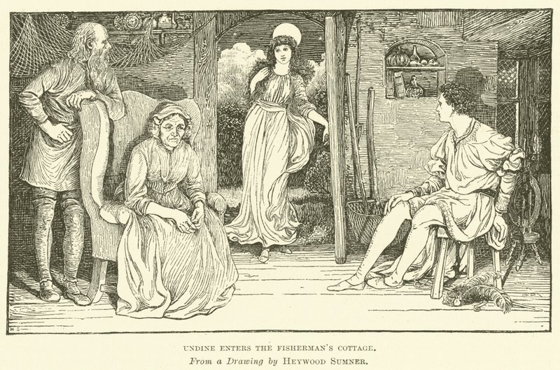 Undine træder ind i Fishermans Cottage af George Heywood Maunoir Sumner