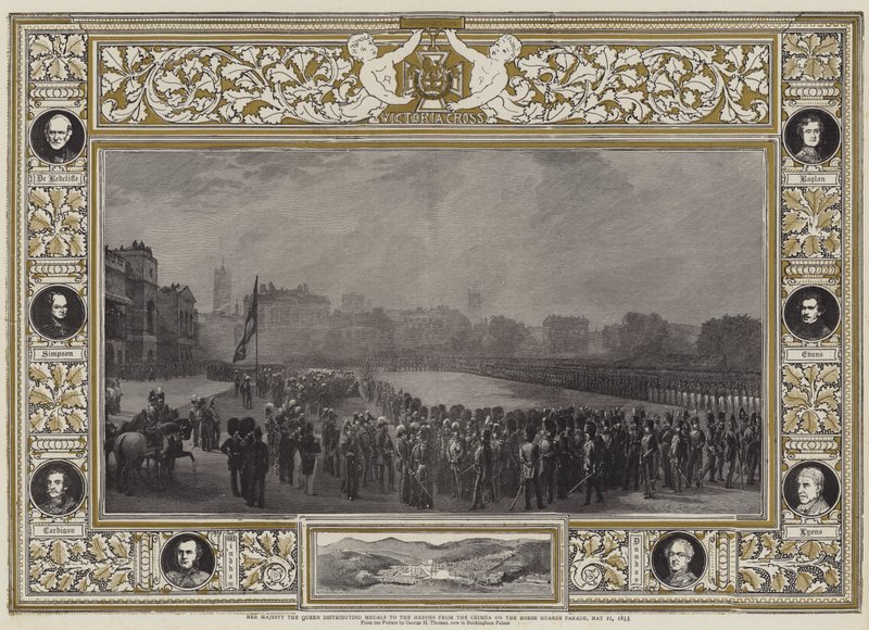 Hendes Majestæt Dronningen uddeler medaljer til heltene fra Krim på Horse Guards Parade, 21. maj 1855 af George Housman Thomas