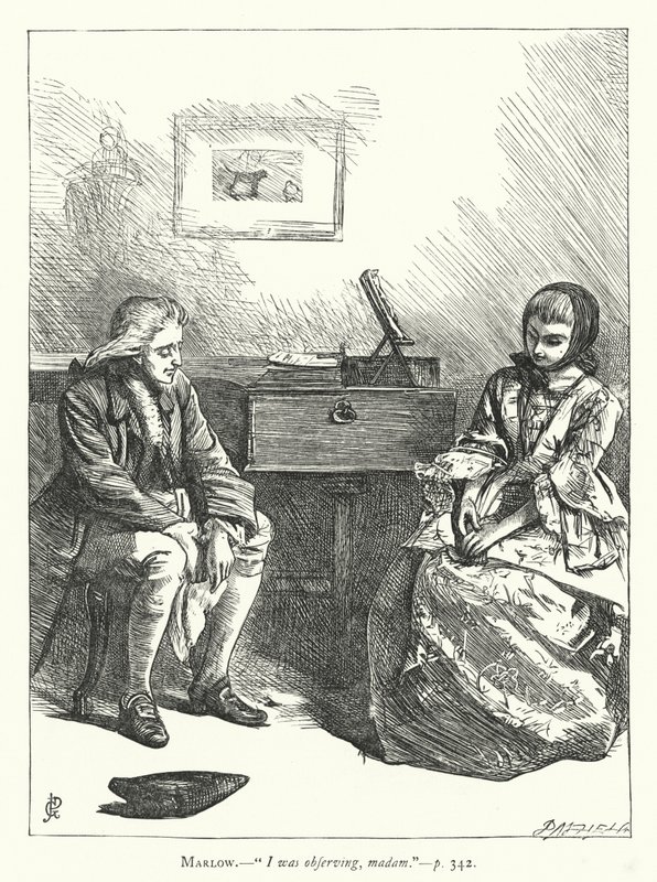 Illustration til She Stoops To Conquer (gravering) af George John Pinwell