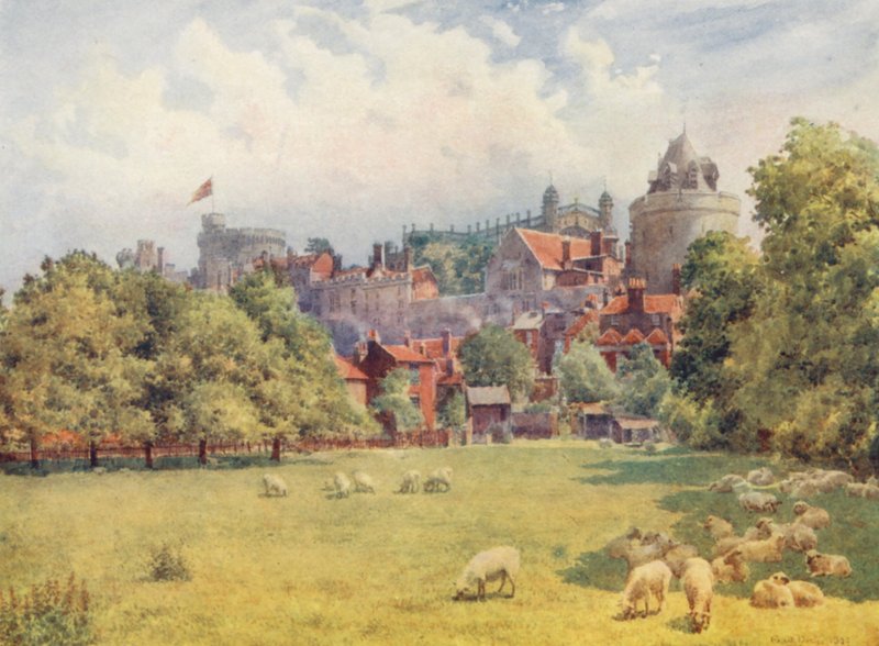 Slottet fra markerne (farvelitografi) af George Moore Henton