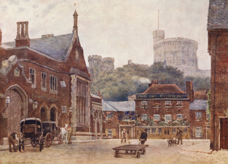 Rundetårn og den sydvestlige jernbanestation (farvelitografi) af George Moore Henton