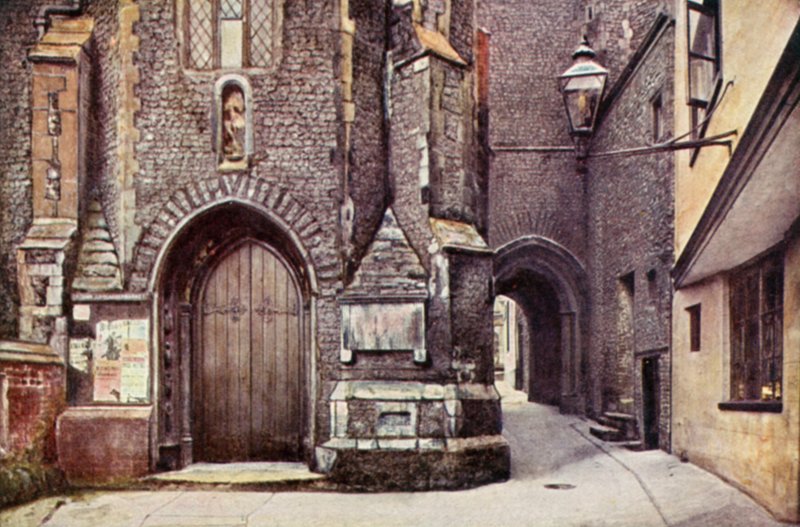 St John Maddermarket Church Alley (farve litho) af George Parsons Norman