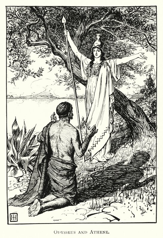 Odyssey: Odysseus og Athene (gravering) af George Percy Jacomb Hood