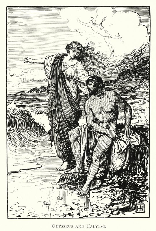 Odyssey: Odysseus og Calypso (gravering) af George Percy Jacomb Hood